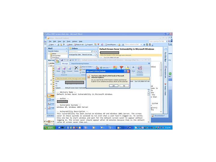 rss feeds in office 2007